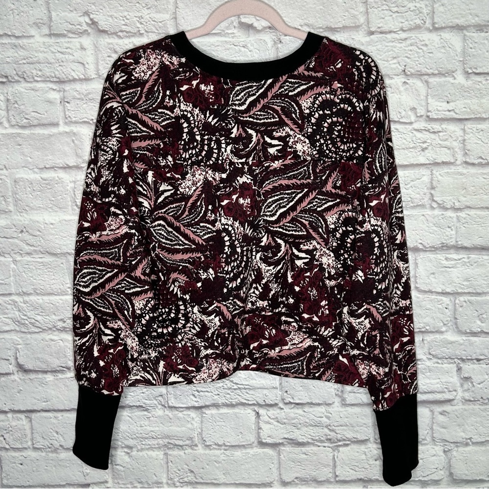 Joie Caliegh Cranberry Paisley Floral Semi Cropped Sweatshirt - Picture 7 of 15